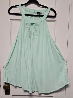 torrid Mint Halter Embroidered Swing Tank